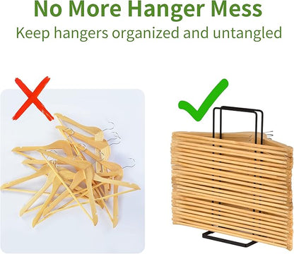 EASTTOWEST Hanger Organizer Stacker for Closet Laundry Room,Holds up 110 Wire Hanger,Black Carbon Steel Clothes Hanger Storage Rack Holder for Adult or Child
