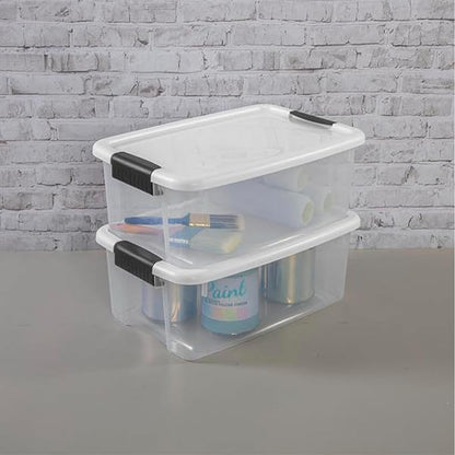 Sterilite 30 Quart (6 Pack) & 18 Quart (6 Pack) Clear Plastic Stackable Storage Container Bin Box Tote with White Latching Lid Organizing Solution
