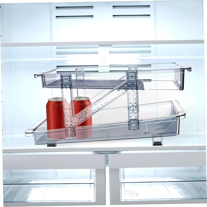 Soda Can Dispenser Double Tier Rolling Beverage Holder for Refrigerator Space-saving Drink Organizer Design for Easy Viewing for Kitchen and Pantry Storage