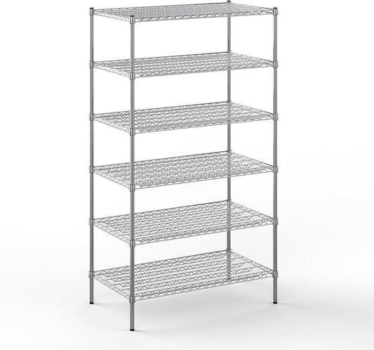 24" Deep x 42" Wide x 74" Height Wire Shelving Kit | 6-Tier | NSF Commercial Storage Rack Unit