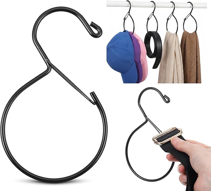 2Pack S Shaped Belt Organizer for Closet, Space Saving Belt Hanger Hook, Tie Scarf Hat Holder Storage, Bedroom Home Accessory