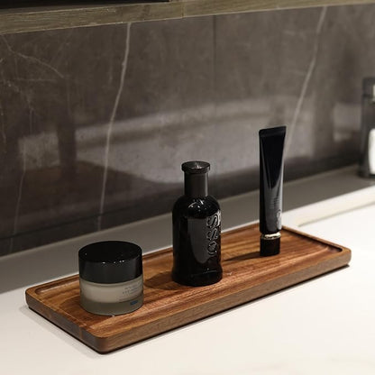 Bathroom Vanity Tray, Bathroom Tray for Counter, Toilet Tank Tray, Wood Bathroom Tray for Organizing and Home Decor (13.8 x 6 x 0.8 inch)