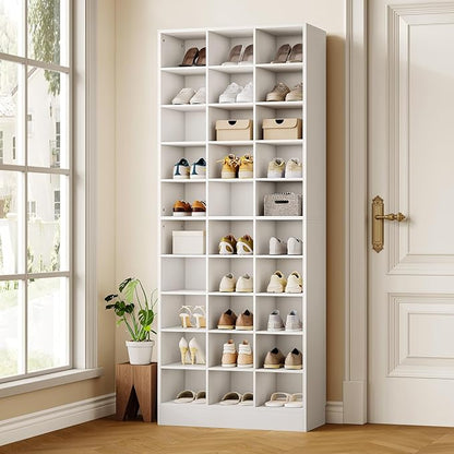 LITTLE TREE 70.9" Tall Shoe Rack, 10-Tier Freestanding Shelf, Max. Store 30 Pairs, Shoe Cabinet Organizer for Living Room, Entryway, Cloakroom, White