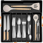 Spaclear Large Kitchen Silverware Organizer - Expandable 17.2" x 17.9" Adjustable Drawer Tray, 4-7 Compartments for Maximum Storage, BPA-Free, Black,L