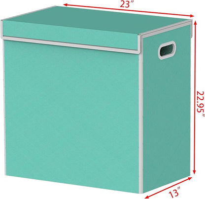 Simple Houseware Double Laundry Hamper with Lid and Removable Bags, Turquoise