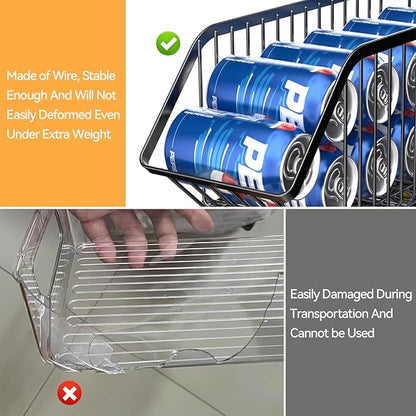 Rhomba Tier Soda Can Dispenser Organizer Rack for Refrigerator, Kitchen, Countertop, Holds 40 Cans (black 4)