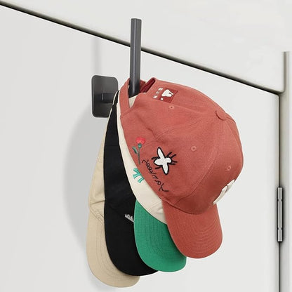 4 Pcs Adhesive Hat Organizer for Baseball Caps, Hat Racks Hooks Holder Hangers for Cowboy Hat Ball Cap, Hat Storage Organizer for Closet Doors Wall - Highly Adhesive & Nail-Free