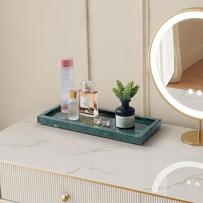 Natural Marble Vanity Tray, Luxury Stone Organizer for Bathroom & Kitchen Counter | Holds Soap Dispenser, Jewelry, Perfume | Non-Resin, Non-Ceramic Décor