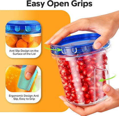 Freezer Storage Containers, [12 Pack-24 Oz] Airtight Plastic Food Storage Containers with Twist Top Lids, Soup, Meal Prep Containers | BPA Free | Stackable | Leakproof | Microwave/Dishwasher Safe