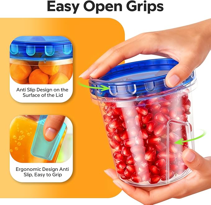 Freezer Storage Containers, [6 Pack-24 Oz] Airtight Plastic Food Storage Containers with Twist Top Lids, Soup, Meal Prep Containers | BPA Free | Stackable | Leakproof | Microwave/Dishwasher Safe