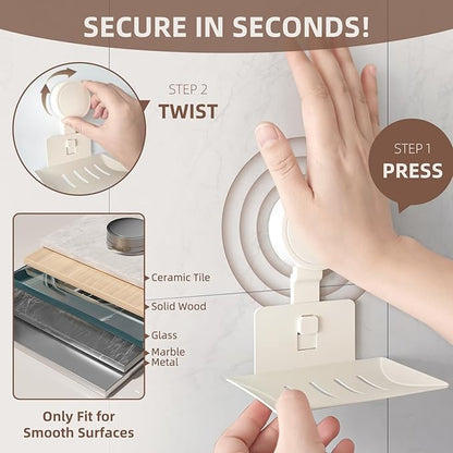 Suction Cup Soap Dish for Shower (1 Pack) - Shower Bar Soap Holder Wall-Mounted - Self-Draining Soap Tray Soap Container - Stainless Steel Shampoo Bar Holder Sponge Holder for Bathroom