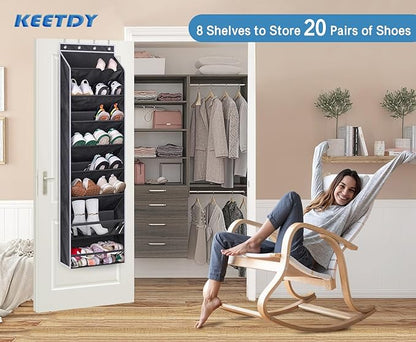 KEETDY Over The Door Shoe Rack and 20 Pairs Over The Door Shoe Organizer