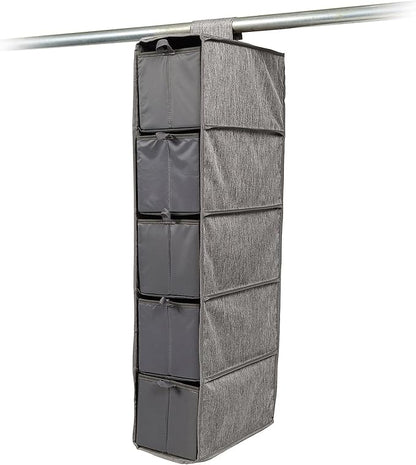 Covermates Keepsakes Hanging Shoe Organizer Set – Heavy Duty Closet Shelves for Shoes, Sweaters, and Accessories – Includes Trays with Dividers – Vertical Wardrobe Storage, Grey Heather