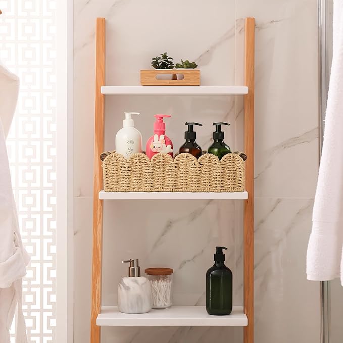 Toilet Paper Storage Basket Bathroom Counter Organizer Wicker Baskets for Organizing Cute Basket for Apartment Bedroom Nursery Room Kitchen Bathroom Decor -Beige