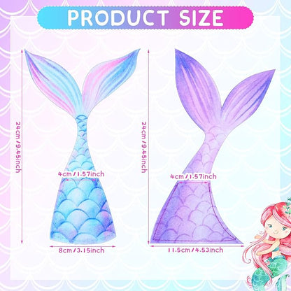 Yaomiao 24 Pack Mermaid Cutlery Holder Bag Mermaid Tail Shaped Utensil Holder Pouch Tableware Knife Fork Cover for Themed Party baby shower Decorations Birthday Party Supplies