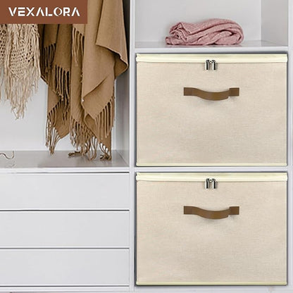 Shoe Organizer for Closet, 2 Pack Shoe Storage Bins with Clear Cover, Adjustable Dividers Fits 16-32 Pairs ShoeBoxes, Organizador de Zapatos, Khaki