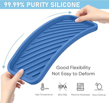 EG-SIPRO Silicone Sponge Holder, Large 10" Kitchen Sink Organizer Tray, Sponge Caddy Dish Soap for Scrubber, Soap Dispenser, Scouring Pad
