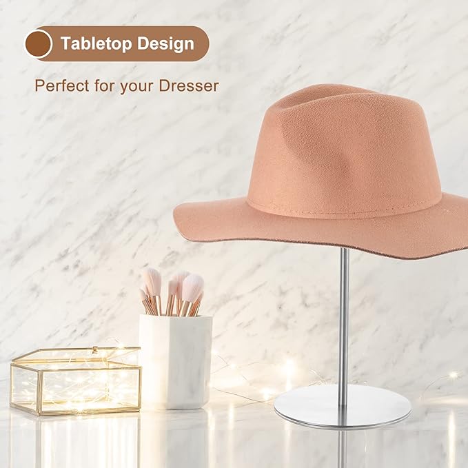 uxcell Metal Hat Display Stand 2 Pack Adjustable Tabletop Hat and Wig Rack Holder for Baseball Cap, Fedora Hat, Cowboy Hat - Silver