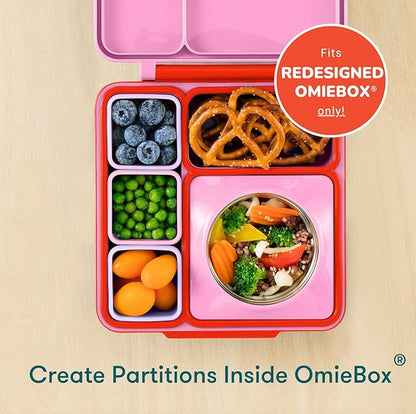 OmieBox (2 Pack) Leakproof Dips Containers to Go, Salad Dressing Container, Condiment Container with Lids - Food Safe Silicone - 4 Ounces (Pink/Purple)