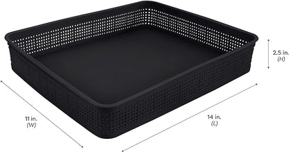 Simplify 10 Piece Organizing Set | Multiple Size Bins | Multipurpose | Office | Desk | Dorm | Bathroom | Storage Basket | Small Items | Accessories | Black