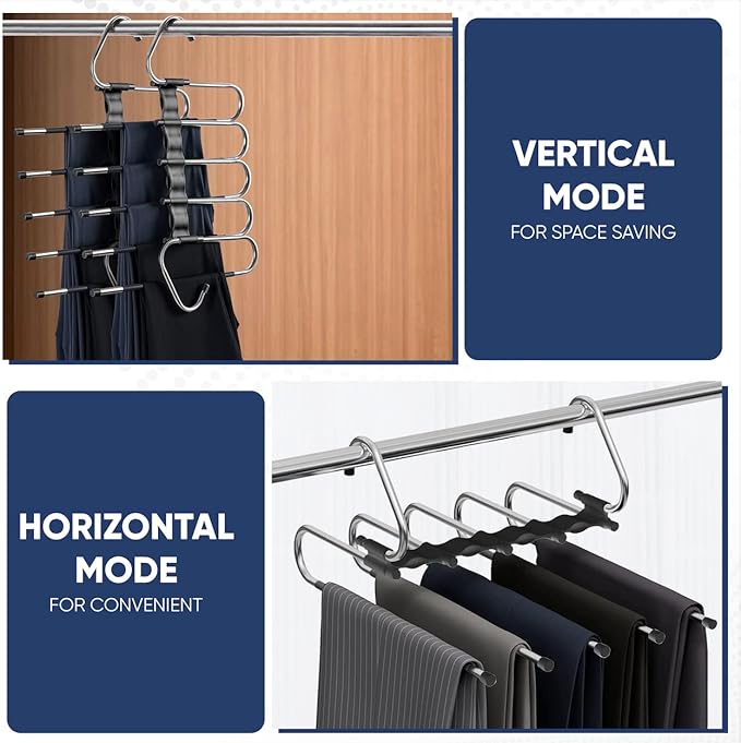 Generic Space Saving Pants Hanger- 2 Pack Closet Organizer: Jeans, Trousers, Scarves & Towels Non-Slip Hanger