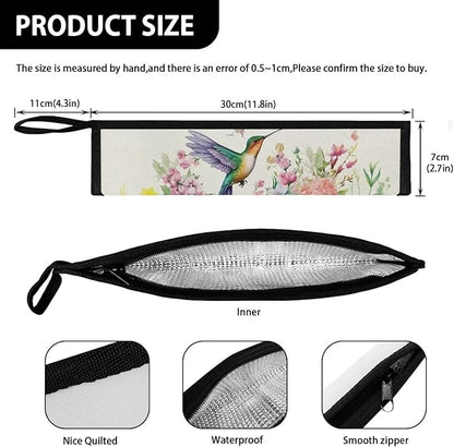 Hummingbird Flower Portable Travel Tableware Bag Flatware Storage Bag Case Travel Utensils Cutlery Bag for Fork Spoon, Chopsticks,11.8 Inch Camping Organzier