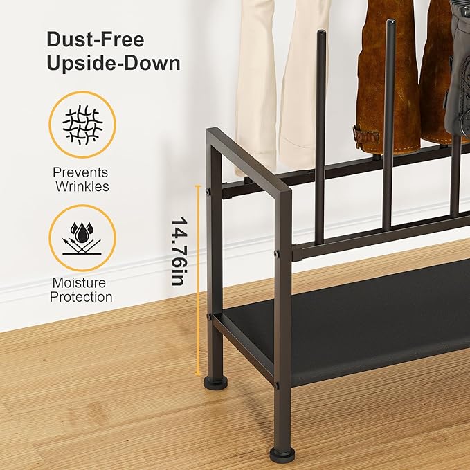 DIMJ Free Standing Shoe Racks - 3-Tier Boot Rack, Black Metal Boot Storage Organizer Tall Boots Organizer for Closet, Shoe Rack for Boots, Sneakers,Fit for 12 Pairs Boots, 2-Pack, Black
