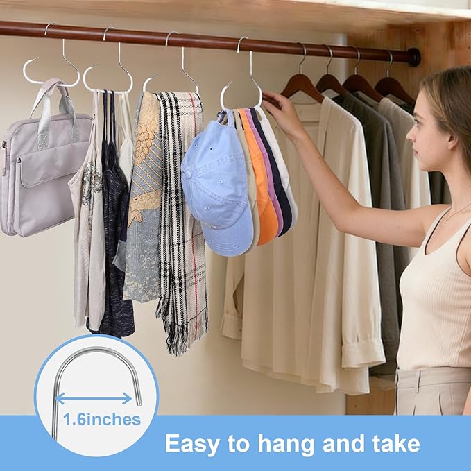 Hat Racks for Closet 8 packs Baseball Hat Organizer Cap Hanger Hat Holder for Closet for Hat, Tie, Bra, Belt, Tank Top, Scarf