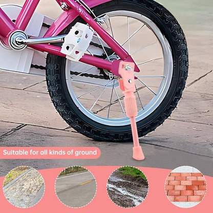 Bike Kickstand, Aluminum Alloy Bicycl-e Kickstand for 16 Inch Wheel Wheel Children's Bicycl-e,Single-Side Kick Stand Rear Mount Bikes Support Racks for Girls and Boys Bike(Pink)(Pink)