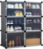 Mondeer Shoes Rack, Shoe Storage Cabinet, Shoe Storage Ideas, Plastic Foldable Shoe Storage Unit with 6 Tier, Modular Shoe Organizer for Space Saving (Black)