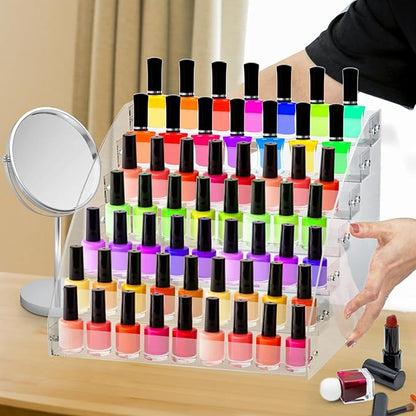 SOUJOY 7 Tier Sunglass Organizer Stand, Acrylic Sunglass Holder, Clear Nail Polish Display Stand, Eyewear Countertop Storage Tray for Highlighting Glasses, Makeup, Essential Oil