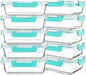 KOMUEE 10 Packs 30 oz Glass Meal Prep Containers,Glass Food Storage Containers with Lids,Airtight Lunch Bento Boxes, Microwave, Oven, Freezer and Dishwasher,Green