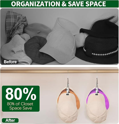 Hat Organizer, Hat Storage for Baseball Caps, Hat Hangers for Closet, Hat Racks with 20pcs Clips, Cap Holder Organizer-Black, LC-08