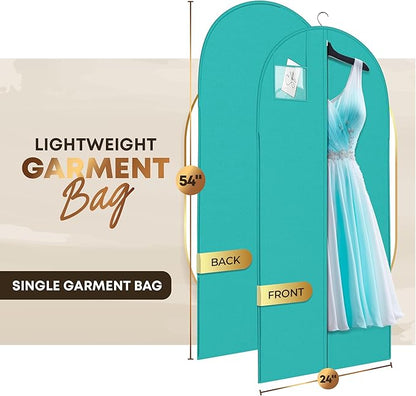 Luxury On the Go Black Suit Bag, Dress, and Travel Gown Garment Bags – 54" Hanging Garment Bag with Clear ID Window – Lightweight & Tear-Resistant – 3 Pack for Dresses, Prom, Evening Gown