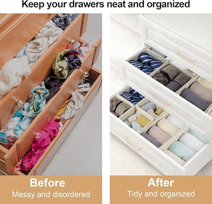 Fordonral Drawer Organizer Clothes, Foldable Fabric Dresser Organizer Closet Organizers and Storage Box for Underwear,Folded Clothes,Baby Clothing,Socks,Bra,Towels,Ties(6M+6S,Beige)