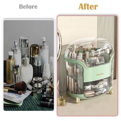 Makeup Organizer & Skincare Organizers, Cosmetic Organizer Box for Countertop with Lid & Drawers, Make Up Storage Organizer with Waterproof & Dustproof Cover, Birthday Gifts for Vanity Women Girls