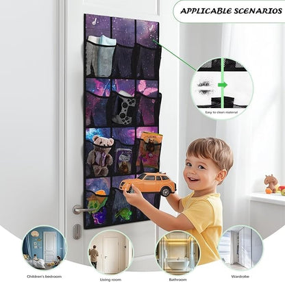 Galaxies Over Door Organizer Bathroom Mesh Fabric Cat Over The Door Shoe Organizer Space Saving Butterflies Wall Hanging Storage for Living Room