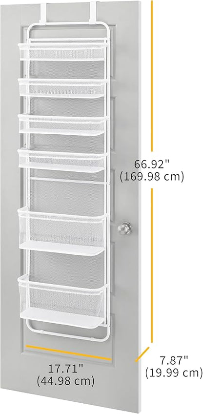 Whitmor Over The Door Organizer - 6 Sections - Pantry, Bathroom, Accessory Organizer - Metal and Mesh - White
