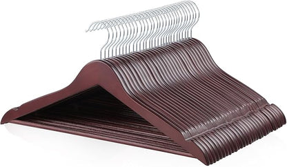Amazon Basics Wood Suit Clothes Hangers for Closet Organizer, Cherry, 30-Pack