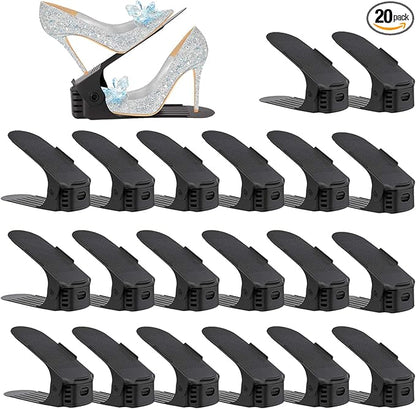 Soerreo Shoe Slot Storage Box Adjustable Shoe Rack Save Space Suitable for High Low Heels, Sneakers and Sandals (20 Piece Set)