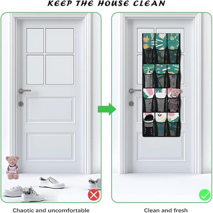 Rabbit Over the Door Shoe Organizer,12 Large Breathable Mesh Pockets,Space Saving Hanging Storage Holder,Closet Rack Hanger Hangs on Closets for Shoes,Accessories,Home Essentials