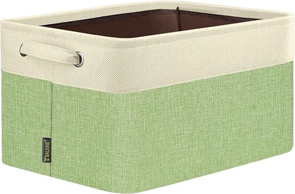 BALEINE 1 Pack Fabric Closet Storage Bins for Shelves, Linen Closet Organizers and Storage, Decorative Baskets for Organizing, Shelf, Clothes, Home, Office (Green, 14''x10''x8.5'')