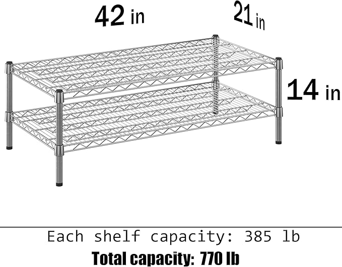 21" Deep x 42" Wide x 14" Height Wire Shelving Kit | 2-Tier | NSF Commercial Storage Rack Unit