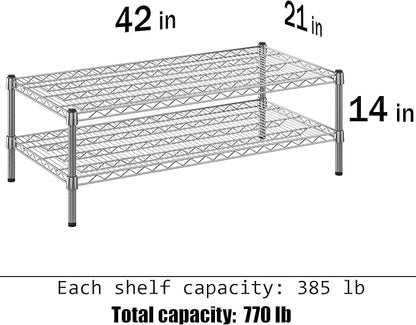 21" Deep x 42" Wide x 14" Height Wire Shelving Kit | 2-Tier | NSF Commercial Storage Rack Unit