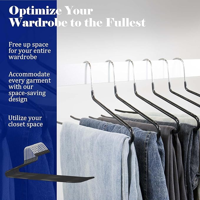 Pants Hangers 30 Pack Non Slip,Trouser/Blanket/Jeans Hangers for Closet Space Saving,Open Ended Pants Hanger Strong Durable (Black)