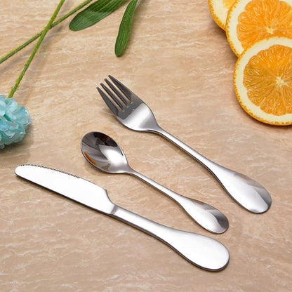 8 PCS Eating Portion Control Flatware Weight Management Silverware Portion Control Serving Spoons Forks Knives Stainless Steel Utensils with Fabric Storage Bag