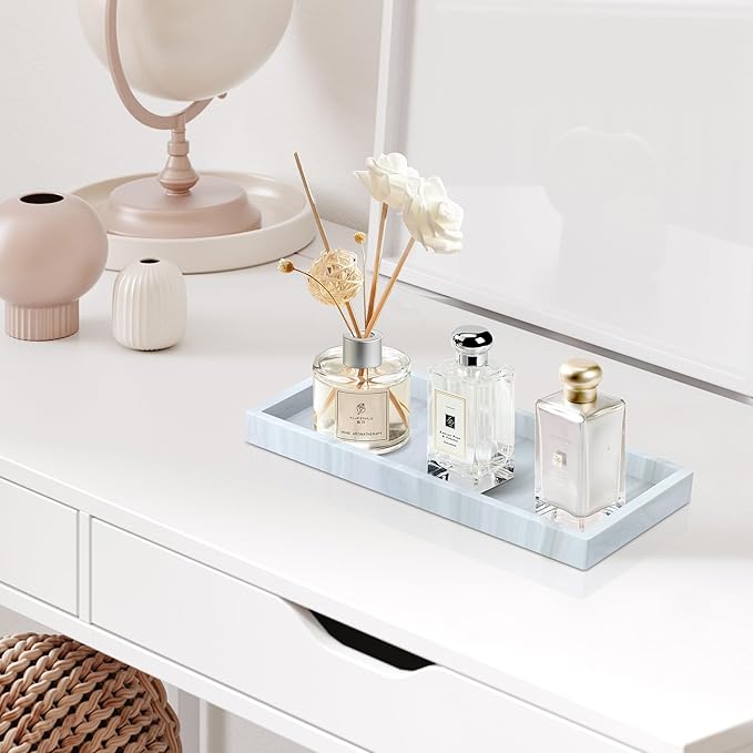 Bathroom Vanity Tray,Thick Original Silicone Soap Dispenser Tray,EGWON Shatterproof Toilet Tank Tray Vanity Tray for Dresser Tops,Bathroom for Perfume,Soap Bottle