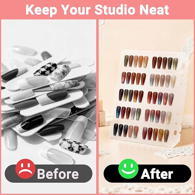 Segbeauty Nail Sample Color Swatches Book with Zipper, Nail Display Book Polish Color Swatches A5 Binder, Gel Press On Nails Organizer Storage Holder with 240 False Fingernail Polish Art Salon Pink
