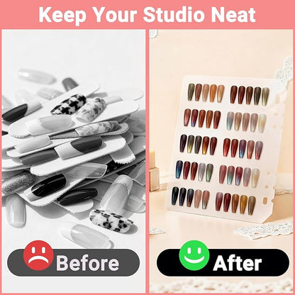 Segbeauty Nail Sample Color Swatches Book with Zipper, Nail Display Book Polish Color Swatches A5 Binder, Gel Press On Nails Organizer Storage Holder with 240 False Fingernail Polish Art Salon Pink