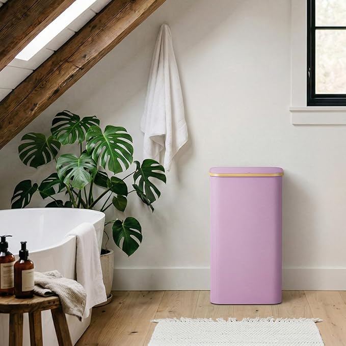 Lifewit 100L Laundry Basket with Lid, Clothes Hampers for Laundry with Bamboo Handles and 1 Removable Bag, Large Foldable Laundry Hamper for Bedroom, Bathroom, Dorm, Laundry Room, Purple